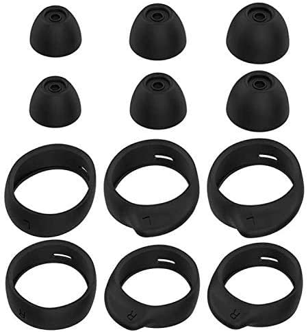 BLLQ Replacement for Samsung Galaxy Bud  Plus Ear Tips Wing Tips 12 PCS Accessories, Silicone Ear Hooks Wingtips Earbuds Cover Eargels Eartips Compatible with Galaxy Buds Plus,Black(Buds )