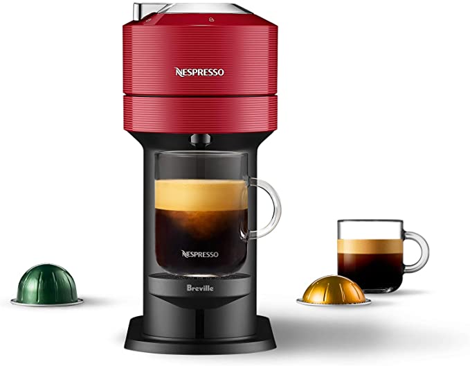 Nespresso Vertuo Next Coffee and Espresso Machine NEW by Breville, Cherry, Compact, Single Serve, One Touch to Brew, Coffee Maker and Espresso Machine