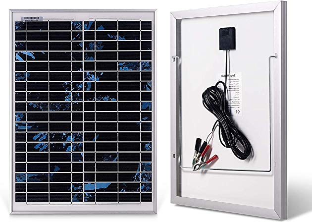 MEGSUN 20W Solar Panel with a 5m Crocodile Clip for Motorhome, Caravan, Boat or Any Other 12V System (Color)