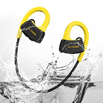 Bluetooth Sports Headphones, G-CORD Sweatproof Stereo Sound Earbuds with Mic and Remote Control