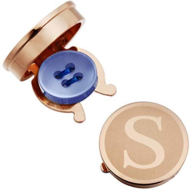 HAWSON Rose Gold Letter Button Cover Cufflinks for Men Initial and Impressing Alphabet A-Z - Best Choice for Weddling Gift