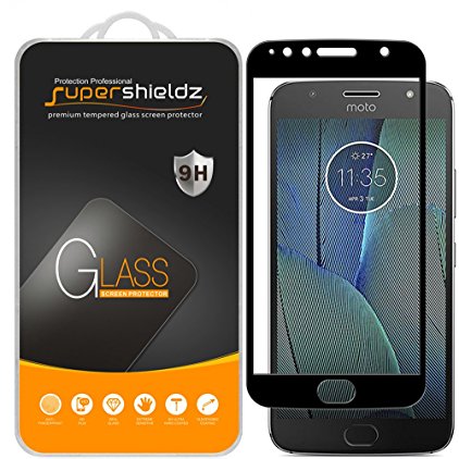 [2-Pack] Supershieldz for Motorola "Moto G5S Plus" Tempered Glass Screen Protector, [Full Screen Coverage] Anti-Scratch, Bubble Free, Lifetime Replacement Warranty (Black)