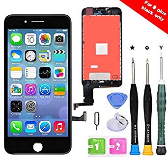 Premium Screen Replacement Compatible with iPhone 8 Plus 5.5 inch Full Assembly -LCD Touch Digitizer Display Glass Assembly with Tools, Fit Compatible with iPhone 8 Plus (Black)