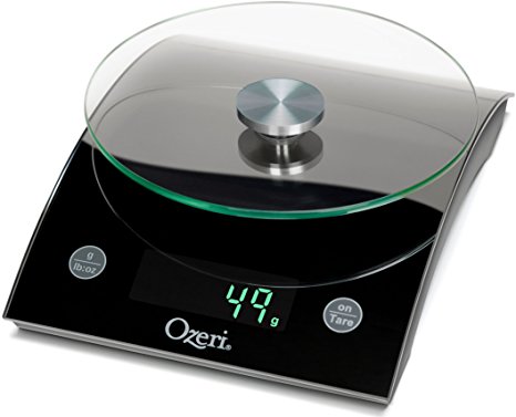 The Epicurean 8 kg (18 lbs) LED Kitchen Scale by Ozeri, with Removable Glass Weighing Platform