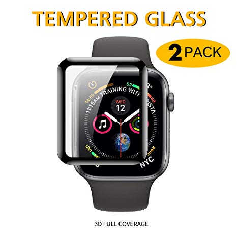 JRCT (2 Pack) Premium Tempered Glass Apple Watch Screen Protector Series 5/4 44mm/40mm | Full Coverage | HD Clarity | Shatter-Proof | Scratch Resistant | Bubble Free | Easy Installation (44mm)