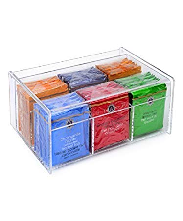 Home-it Acrylic Tea Bag Holder 6 Compact Tea Bag Organizer (Clear)