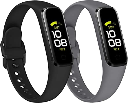 KIMILAR compatible with Samsung Galaxy Fit2 Strap for Women Men, (2 Pack) Waterproof Sports Band Soft Silicone Strap compatible with Samsung Galaxy Fit 2 SM-R220, for 5.71"-7.67" Wrist