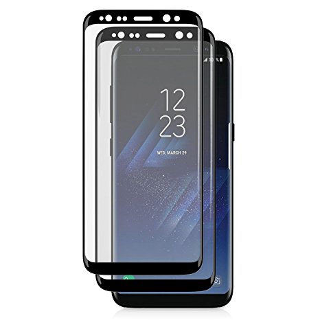 TortugaArmor 2 Packs of Samsung Galaxy S8 Screen Protector - Edge to Edge Full Coverage Tempered Glass - Black