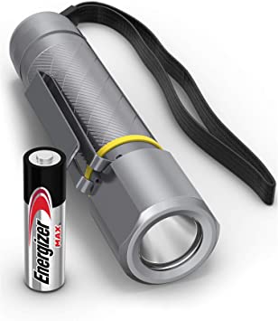 Energizer VISION-130 Compact LED Flashlight, Aircraft-Grade Aluminum, 3 Modes, Clip Included, 1 AA Battery Included, Silver