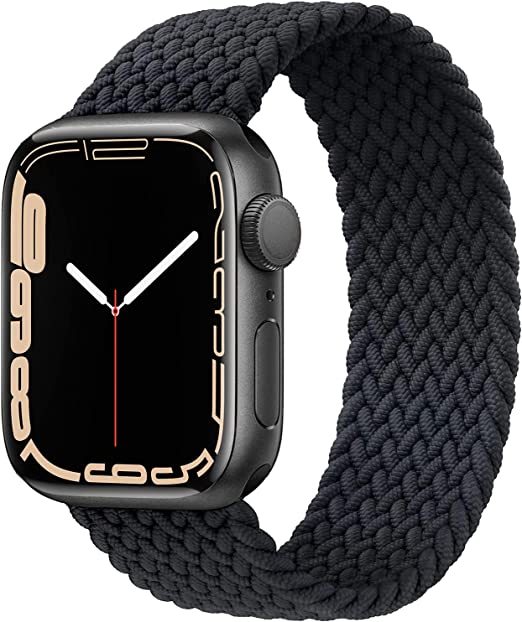 GBPOOT Sport Watch Bands Compatible With Braided Solo Loop Apple Watch Band 38mm 40mm 41mm 42mm 44mm 45mm,No Buckles/Clasps Soft Stretchy Braided Women Men Wristband for iWatch Series 1/2/3/4/5/6/7/8/SE,Charcoal-42/44/45mm#5