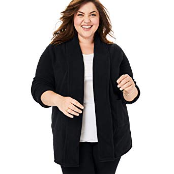 Woman Within Women's Plus Size Microfleece Cardigan