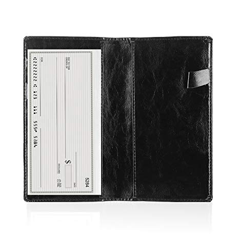 Leather Checkbook Cover Holder with Free Divider-Right and Left Handed Design Checkbook Cover Case for Men&Women