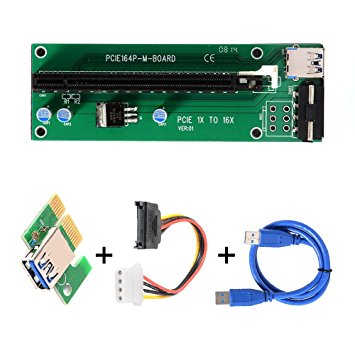 XCSOURCE PCI-E 1X to 16X Mining Machine Enhanced Extender Riser Card Adapter with 60cm USB 3.0 Power Cable AC330