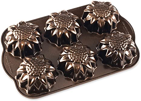 Nordic Ware 564481 Sunflower Cakelet Pan, 3 Cup Capacity, Bronze