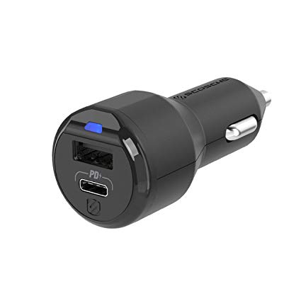 SCOSCHE CPDA2C8-SP PowerVolt 30W Certified USB Type-C   Type-A Fast Car Charger Power Delivery 3.0 for All Power Delivery 3.0, 2.0 and Standard USB-A or USB-C Devices in Black