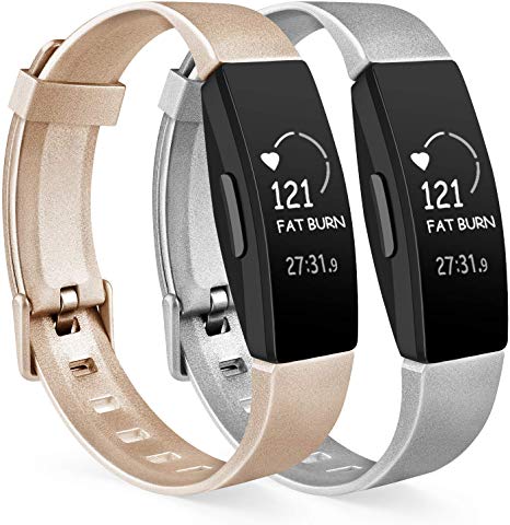 Vancle 2 Pack Rose Gold Silver Bands Compatible with Fitbit Inspire HR & Inspire & Ace 2 Fitness Tracker for Women Men, Sport Silicone Wristbands for Fitbit Inspire HR