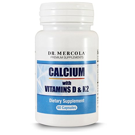 Dr. Mercola Calcium With Vitamin D & Vitamin K2 - 60 Capsules - Total Bone Health Support - Eggshell Calcium - Vitamin K2 as MenaQ7 - Vitamin D3 as Cholecalciferol