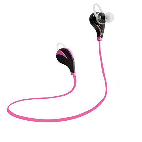 Bluetooth 4.0 Headset Stereo Earphones Wireless Earset Earbuds Sweatproof Sports Running Headphones with Microphone For Andorid IOS Mobile Phones 3D music experience Smart Voice Control (Pink)