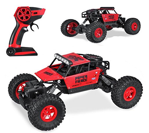 Hi-Tech 4WD 2.4Ghz Remote Control Car Off Road Monster Truck 1:18 Scale High Speed Rock Crawler for Kids and Adult,Present for Boys/Girls (Red)