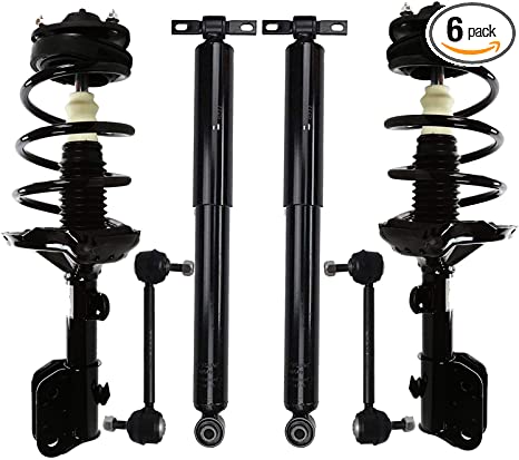 Detroit Axle - 6pc Front Struts w/Coil Spring Assembly & Rear Shock Absorbers, Sway Bar Links for 2005 2006 2007 Honda Odyssey FWD ONLY