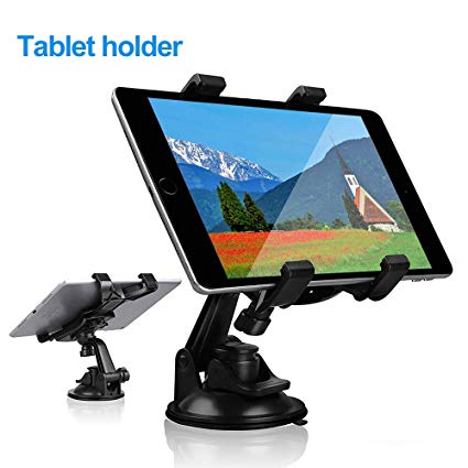Car Tablet iPad Holder Mount, Suction Cup Tablet Holder Stand for Car Windshield Dash Desk Kitchen Wall Compatible with iPad Mini Air Samsung Galaxy Tab A S Series All 7-10 inches Tablet