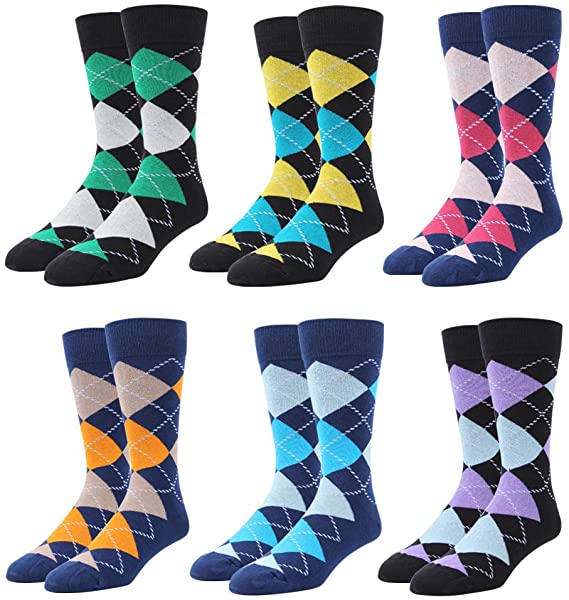 Gift Boxed Men's Dress Crew Socks For Suit Mid Calf -Cute Funky Colorful Novelty Style Classic Pattern Casual…