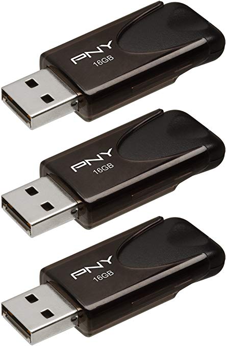 PNY Attache USB 2.0 Flash Drives, 16GB 3-Pack, black (P-FD16GX3ATT4-GE)