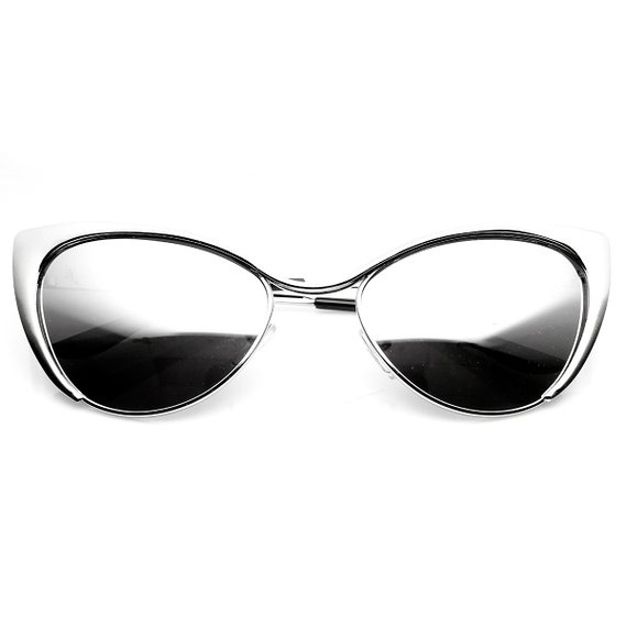 zeroUV - Womens Fashion Full Metal Color Mirrored Lens Cat Eye Sunglasses