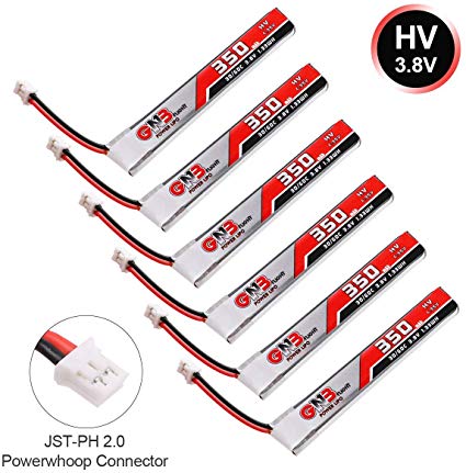 6pcs 350mAh HV 1S Lipo Battery 30C 3.8V JST-PH 2.0 Powerwhoop Connector for Tiny Whoop Micro FPV Racing Drone