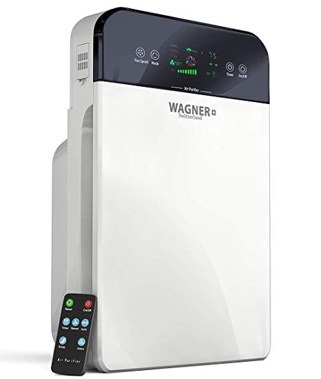 WAGNER Switzerland Premium Air Purifier H885, Swiss i-Sense Technology, for Rooms up to 400 sq.ft Removes 99.7% of Mold, Odors, Dust, Smoke, Allergens and Germs, True HEPA Filter 5-Stage Purification.