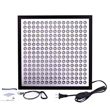 Niello™ ultra-thin & ultra-light LED Grow Light Panel 45W 225 LEDs 6-Band Full Spectrum Include UV IR for Indoor Plants Growing（Black）