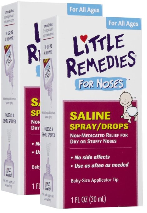 Little Remedies Saline Spray/Drops for Dry for Stuffy Noses, 1-Ounce (30 ml) (Pack of 2)