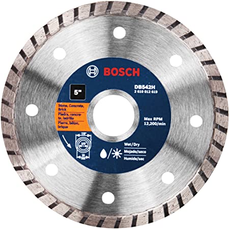 Bosch DB542 Premium Plus 5-Inch Dry Cutting Continuous Rim Diamond Saw Blade with 7/8-Inch Arbor for Masonry