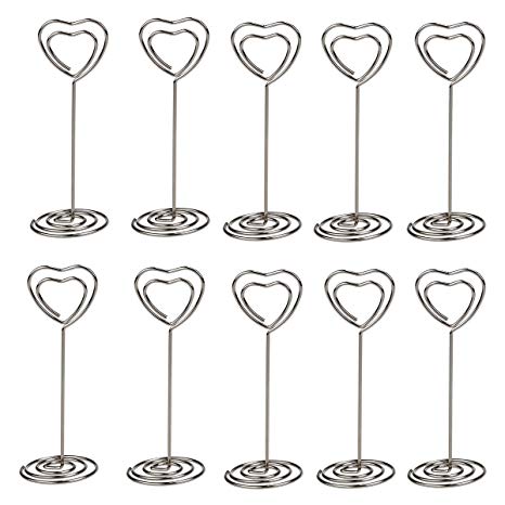 Pixnor 10pcs Heart Swirl Table Number Photo Holder Stands for Weddings and Other Occasions