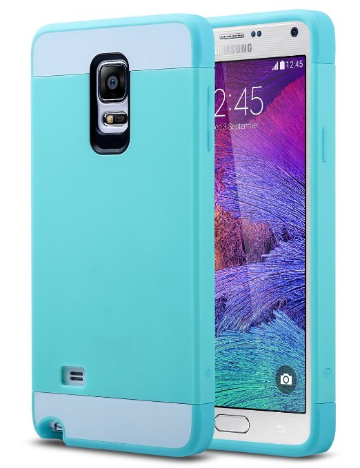 Note 4 Case, Galaxy Note 4 Case,ULAK 2in1 Hybrid Dual Layer Slim Protective Case Durable Impact Resistant Shockproof Hard TPU Cover for Samsung Galaxy Note 4 (5.7" inch)(Light Blue)