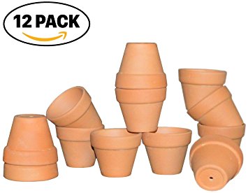 My Urban Crafts Small Terra Cotta Pots - Mini Clay Flower Pots - Great For Succulent & Cactus Nursery Planter, DIY Craft Projects, Wedding and Party Favors - 1 x 1.5 Inches (Set of 12)
