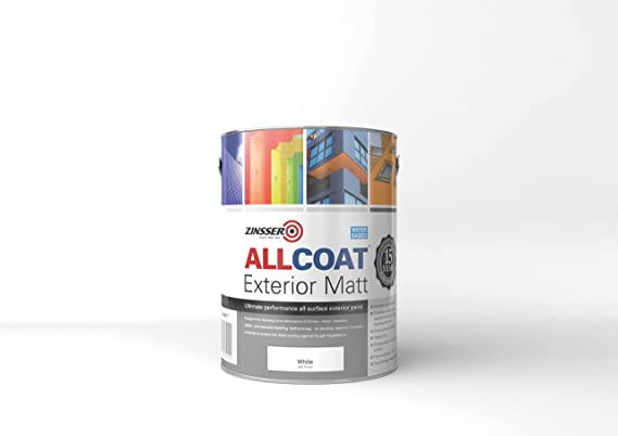 Zinsser Allcoat Exterior Water Based Paint Matt White - 2.5 Litre