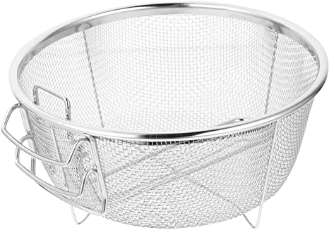 DOITOOL Stainless Steel Deep Fry Basket with Folding Handle Round Fryer Strainer Frying Fries Chips Holder Handheld Wire Mesh Wire Skimmer for Kitchen Cooking Tool