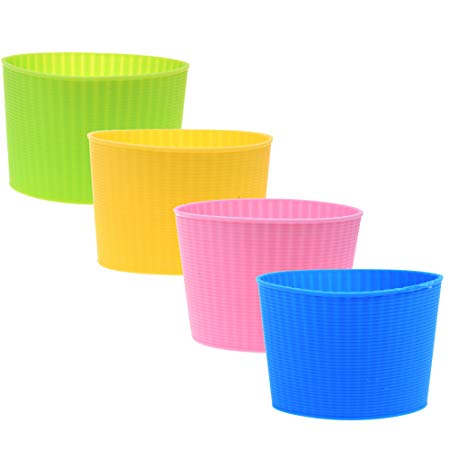 COMOS Pack of 4 Assorted Colors Heat-resistant Silicone Coffee Cup Sleeve