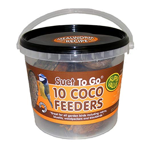 Suet To Go Half Filled Coconuts Tub Wild Bird Treat, Pack of 10
