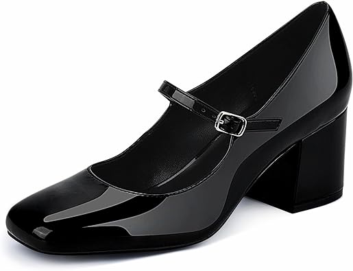 JENN ARDOR Block Heels for Women Chunky Heel, Mary Jane Closed Toe Work Pumps Comfortable Square Toe Dress Shoes