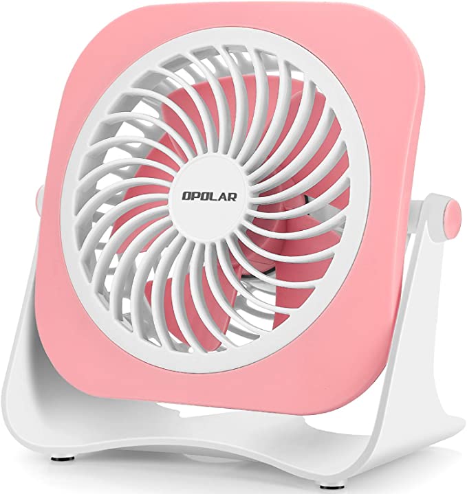 OPOLAR 4 Inch Small USB Desk Fan, 2 Speeds, Quiet, USB Powered, 360° Up and Down, 3.8 ft Cable, Portable Personal Powerful Mini Table Fan for Home and Office