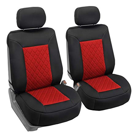 FH Group FB088102 Neosupreme Car Seat Cushion Deluxe Quality, Water Resistant, Non-Slip Backing, Easy Installation, Red/Black Color - Fit Most Car, Truck, SUV, or Van