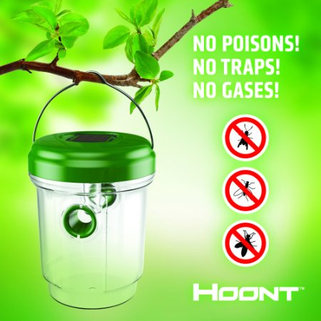 Hoont™ Solar Powered Outdoor Wasp Trap with UV LED Light - Traps Wasps, Yellow Jackets, Bees, Hornets, Etc. - Effectively Lures, Traps and Retains Bees Until They Die