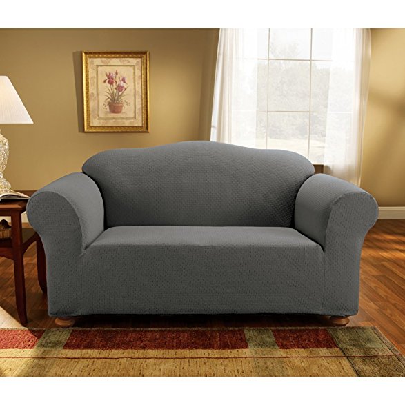 Sure Fit Simple Stretch Subway 1-Piece - Loveseat Slipcover  - Gray (SF44603)