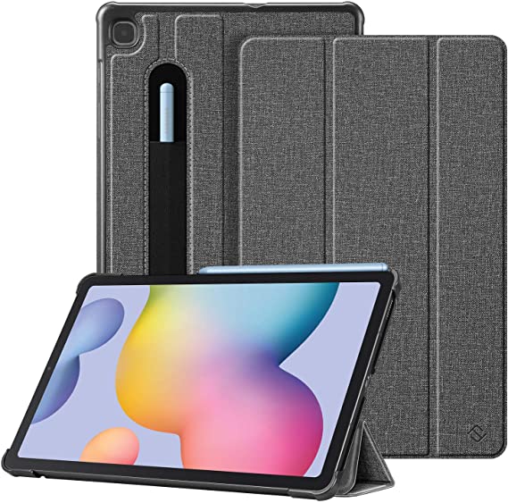 Fintie Slim Case for Samsung Galaxy Tab S6 Lite 10.4'' 2020 Model SM-P610 (Wi-Fi) SM-P615 (LTE) with S Pen Holder - Lightweight Trifold Stand Hard Back Cover, Auto Wake/Sleep, Gray