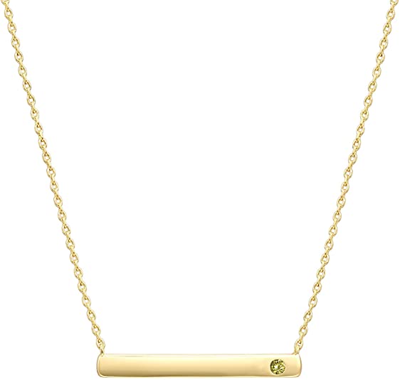 PAVOI 14K Gold Plated Swarovski Crystal Birthstone Bar Necklace | Dainty Necklace | Gold Necklaces for Women |