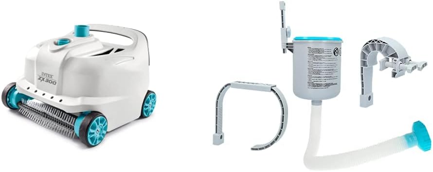 Intex 28005E ZX300 Deluxe Automatic Pool Cleaner, Gray & Deluxe Wall Mount Surface Skimmer