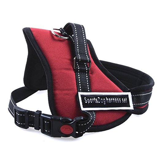 Adjustable Soft Padded Dog Harness Non Pull Large Dog Power Harness - Heavy Duty Big Dogs Assistance Chest from 50-100cm Vary from Size S-XL,Vest for Dog Training or Walking (S, Red)