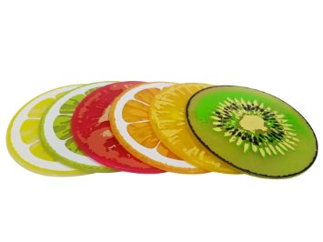 Silicone Coasters Set of 6 Colorful Fruit Slices for Coffee and Wine Lovers Gift Worthy